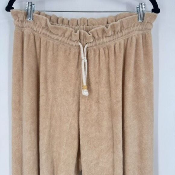 DONNI. Camel Terry Drawstring Joggers Jogging Pants Size Large Tan Pull On Beach - Picture 8 of 11